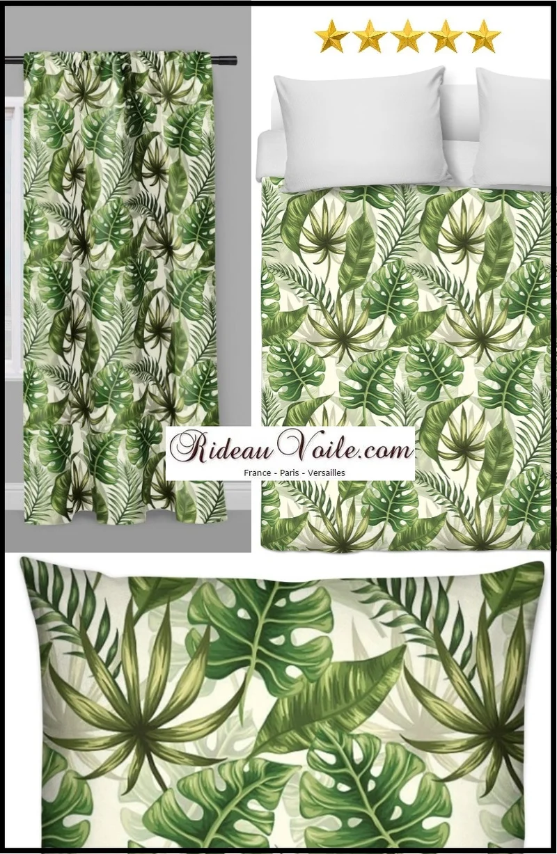 Tropical Exotique tissu mètre motif grandes feuilles vertes rideau couette coussin
