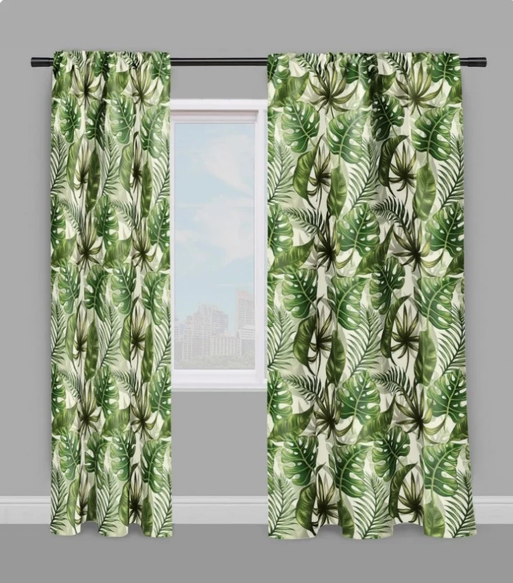 Tropical Exotique tissu mètre motif grandes feuilles vertes rideau couette coussin
