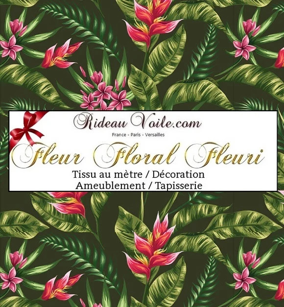 Déco Intérieur extérieur feuille fleurs Tropical Exotique tissu au mètre rideau couette