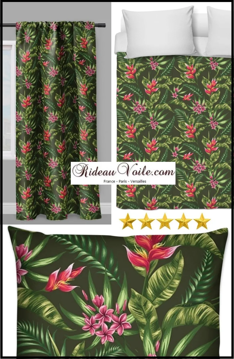 Fleur Tropical Exotique tissu mètre motif Plante jungle rideau couette coussin