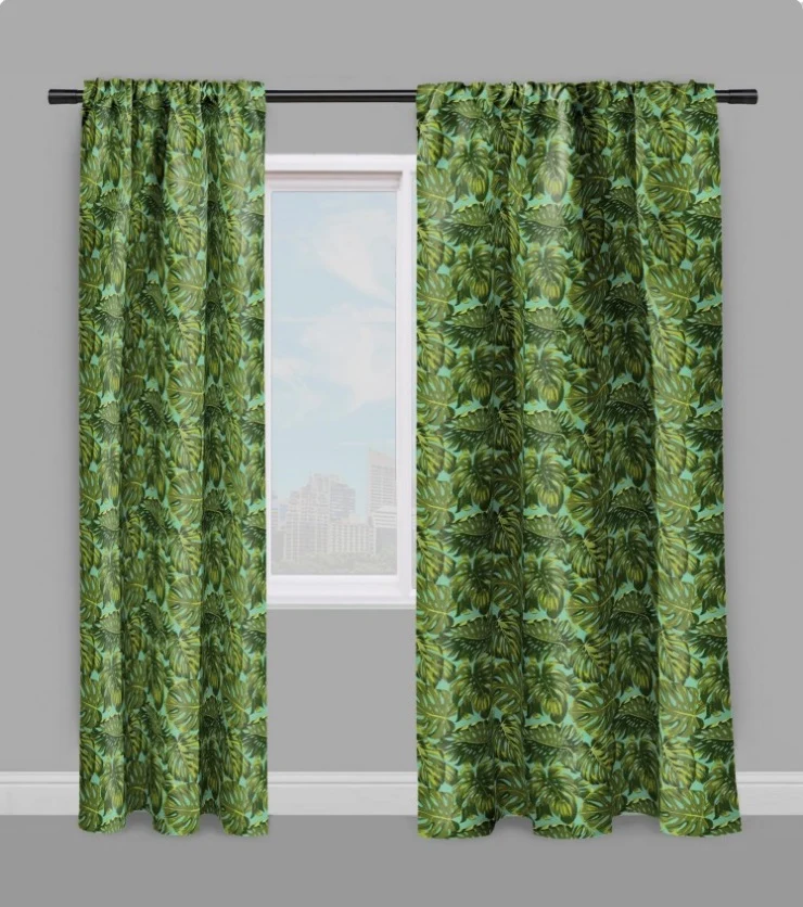 Tissu au mètre motif grandes feuilles rideau couette coussin Tropical Exotique