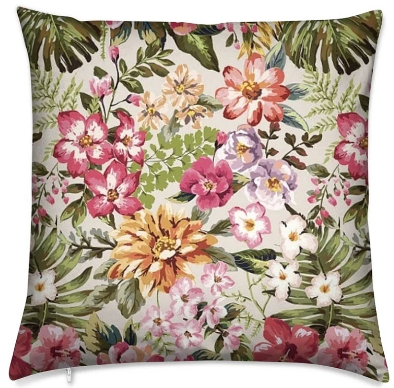 Tissu au mètre motif Exotique Tropical fleurs feuilles rideau couette coussin