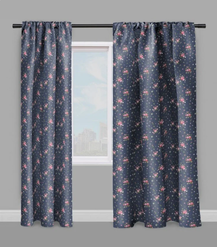 Imprimé Libetry Shabby tissu bleu ameublement mètre fleurs rideau couette