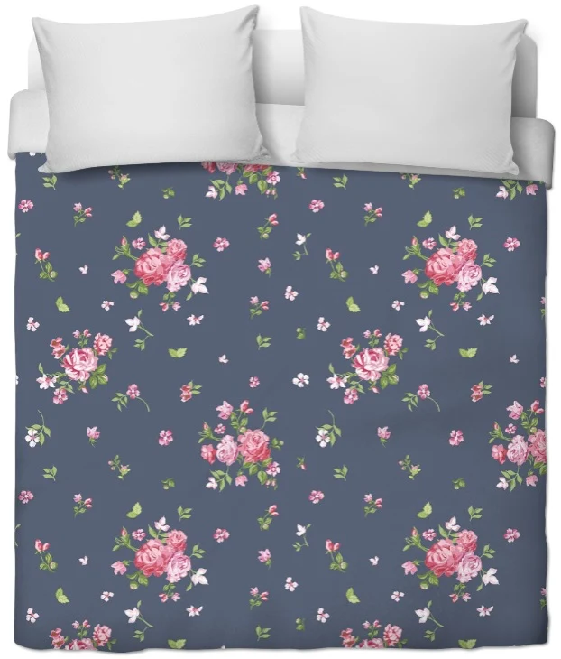 Imprimé Libetry Shabby tissu bleu ameublement mètre fleurs rideau couette