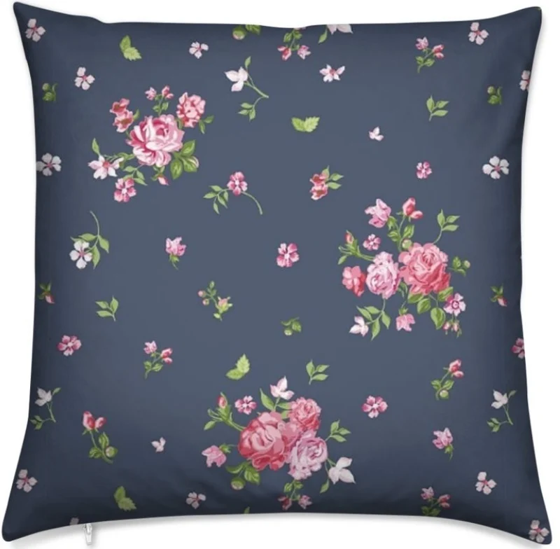 Imprimé Libetry Shabby tissu bleu ameublement mètre fleurs rideau couette