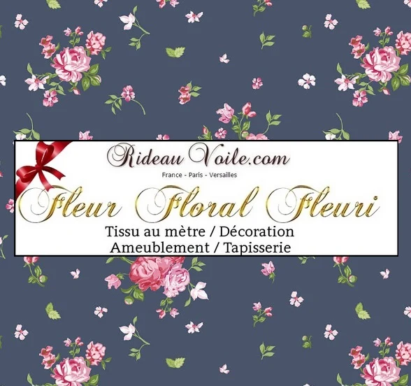 Imprimé Libetry Shabby tissu bleu ameublement mètre fleurs rideau couette
