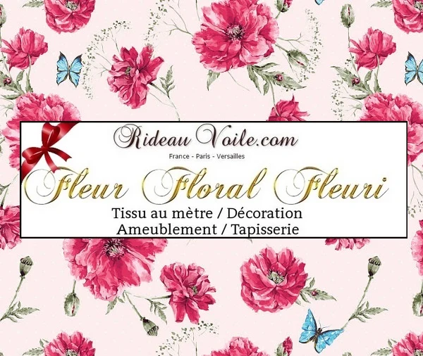 Tissu ameublement mètre motif à fleurs rideau couette siège voilage flowers fabrics