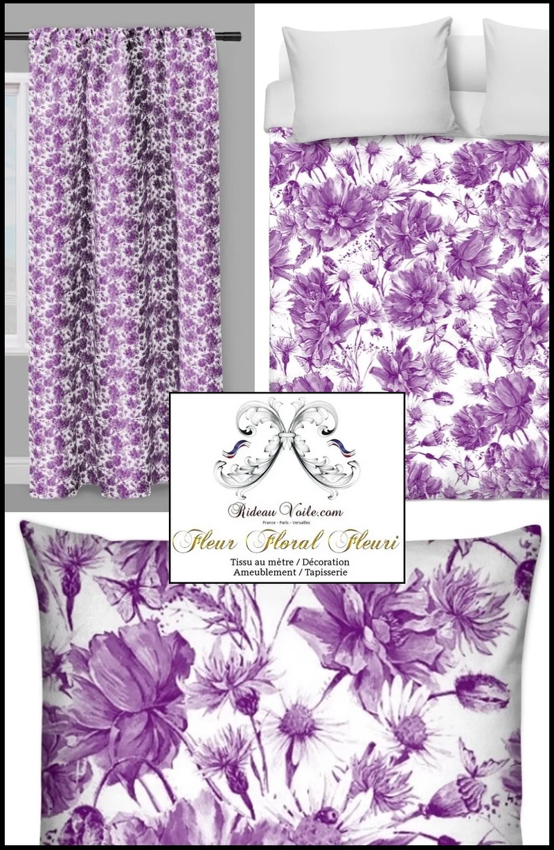 Tissu ameublement mètre motif à fleurs imprimé floral rideau couette coussin voilage
