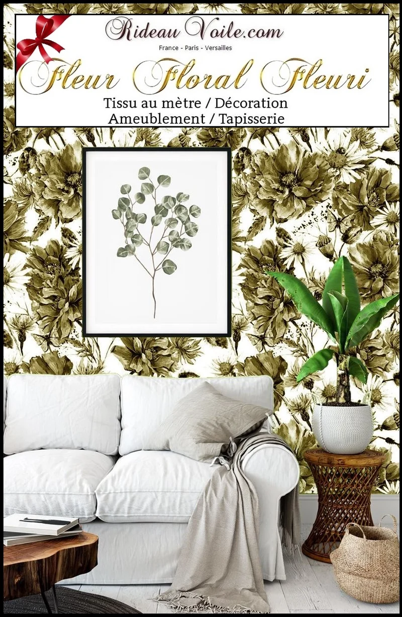 Boutique tissu ameublement motif fleur disponible au mètre floral rideau couette