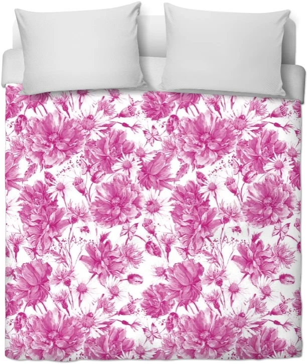 Tissu ameublement coquelicots mètre fushia motif fleurs rideau couette sur mesure