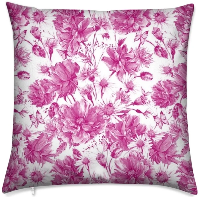 Tissu ameublement coquelicots mètre fushia motif fleurs rideau couette sur mesure