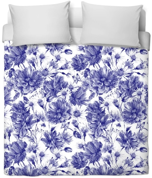 Boutique tissu ameublement mètre bleu fleuris motif fleurs rideau Paris Versailles déco