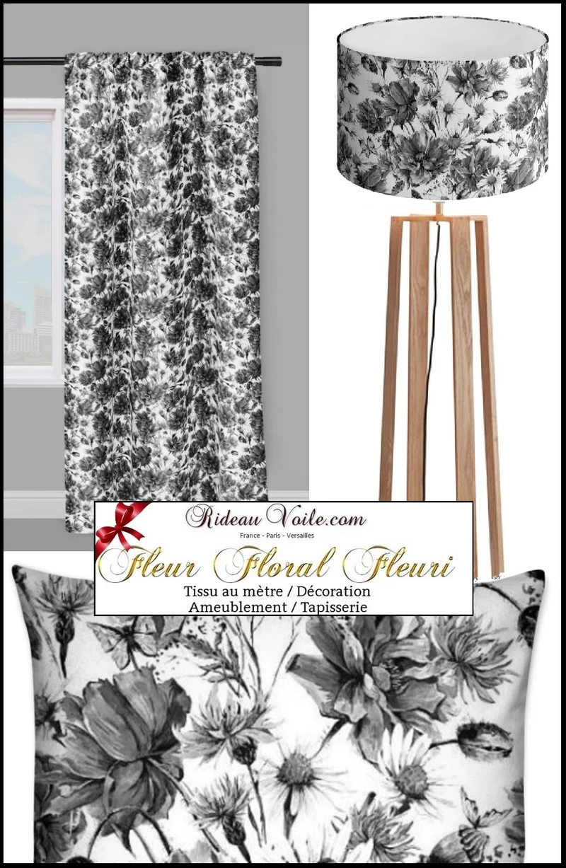 Tissu au mètre motif fleurs imprimé floral Blumendruck Stoff blomsterprint stof vorhang