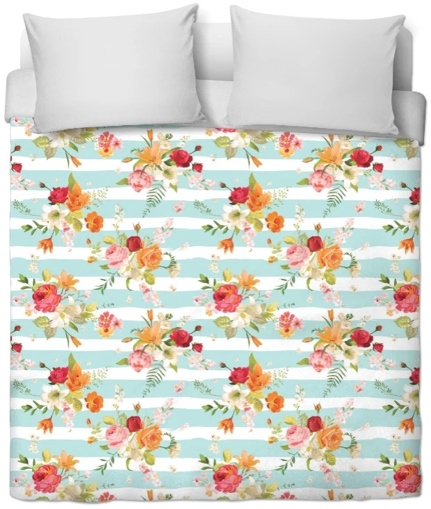 Tissu ameublement mètre rayé rayure horizontale fleuri motif fleur imprimé floral rideau
