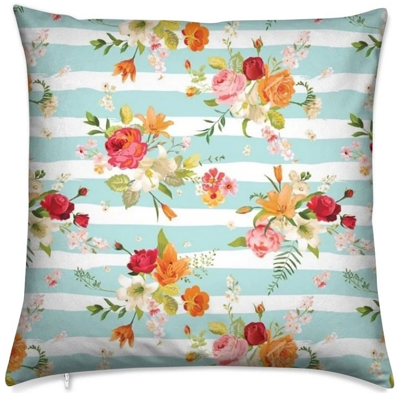 Tissu ameublement mètre rayé rayure horizontale fleuri motif fleur imprimé floral rideau