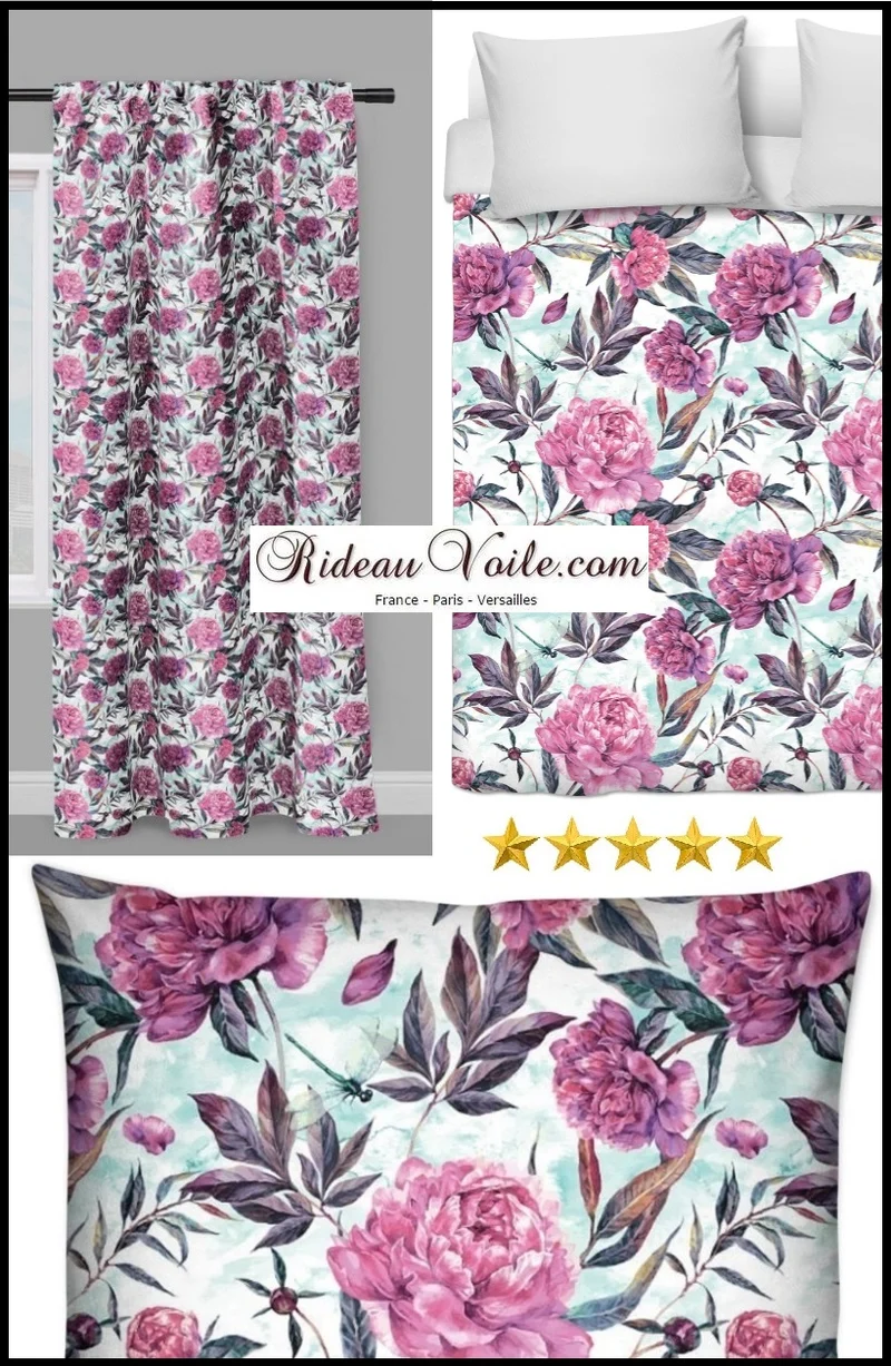 Tissu tapisserie ameublement floral mètre rideau couette voilage motif fleurs Paris