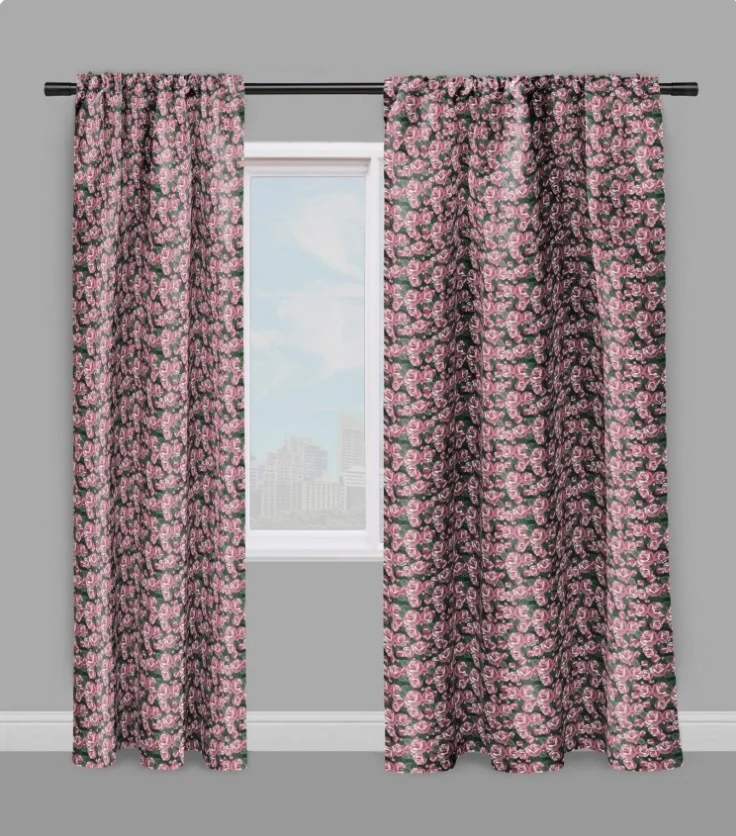 Tissu ameublement mètre rideau couette motif rétro vintage imprimé fleurs Roses