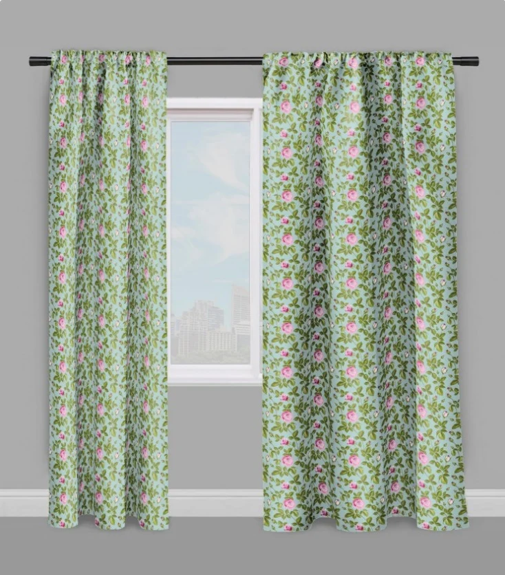 Boutique Fleurs de Roses à points blanc tissu ameublement mètre rideau couette