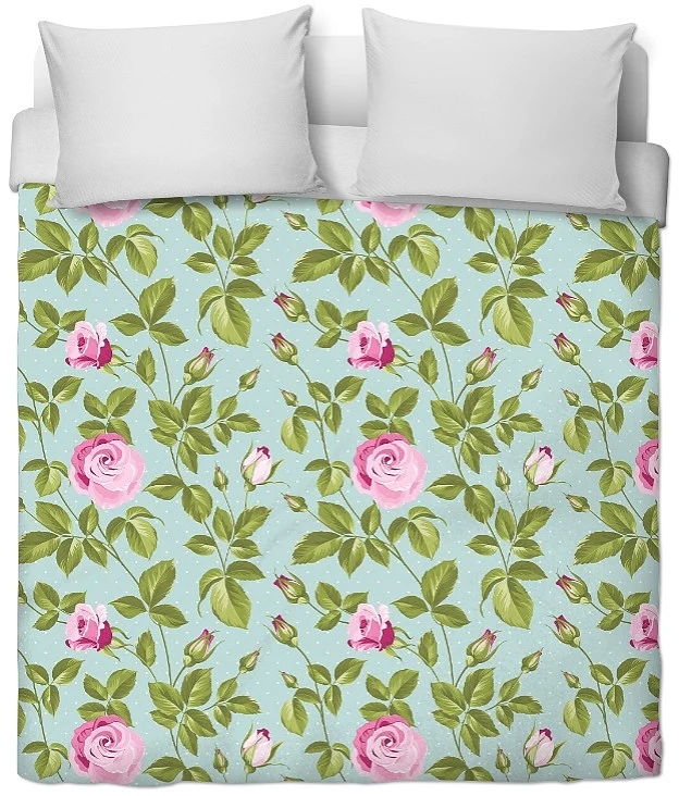 Boutique Fleurs de Roses à points blanc tissu ameublement mètre rideau couette