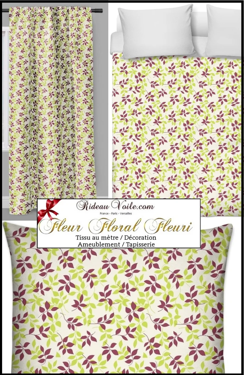Tissu ameublement motif feuilles au mètre rideau Tessuto con motivi floreali a metro