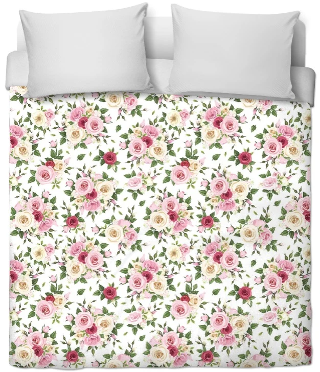 Boutique déco bouquets fleuris tissu motif fleurs de Roses au mètre rideau sur mesure