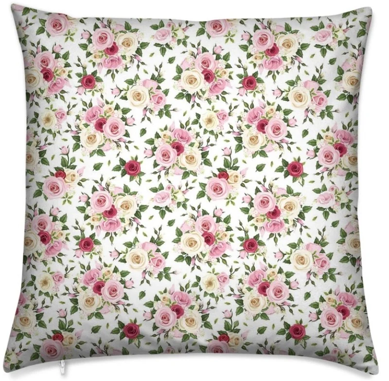 Boutique déco bouquets fleuris tissu motif fleurs de Roses au mètre rideau sur mesure