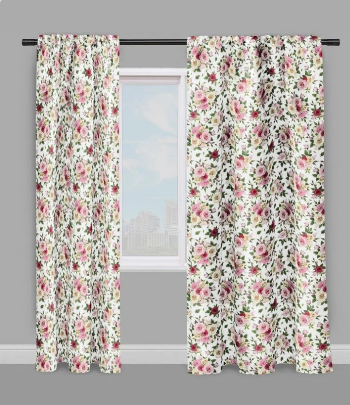 Boutique déco bouquets fleuris tissu motif fleurs de Roses au mètre rideau sur mesure