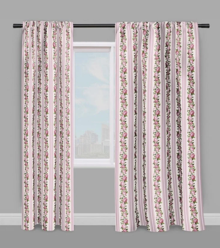 Tapisserie fleurie tissu ameublement mètre rideau guirlande fleur rayé ligne Baroque