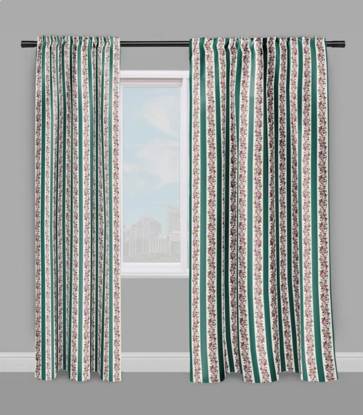 Motif fleuri tissu au mètre rideau fleur Roses linge lit rayé vert Dekostoffe Blumen