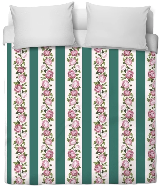 Motif fleuri tissu au mètre rideau fleur Roses linge lit rayé vert Dekostoffe Blumen