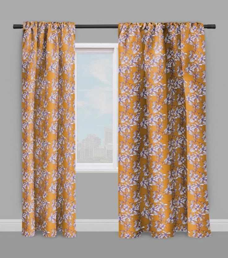 Motif tissu orange ameublement mètre imprimé fleur de Lys floral rideau tapisserie