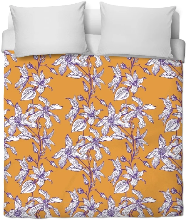 Motif tissu orange ameublement mètre imprimé fleur de Lys floral rideau tapisserie