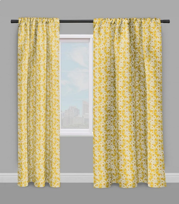 Tissu imprimé motif fleurs Jonquilles jaune ameublement tapisserie mètre rideau voilage