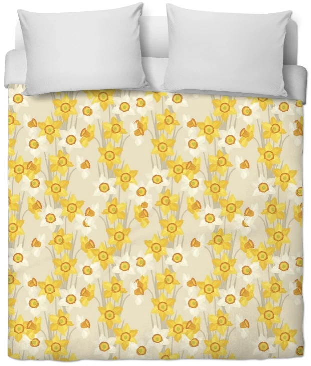 Tissu imprimé motif fleurs Jonquilles jaune ameublement tapisserie mètre rideau voilage