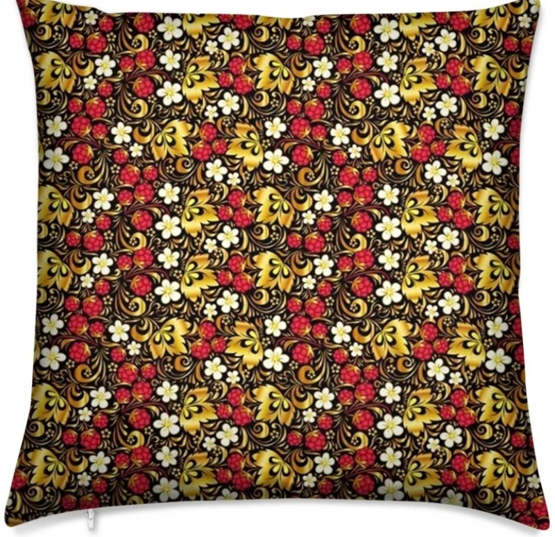 Tissu ameublement motif floral fraise Russe mètre rouge or noir fleurs rideau tapisserie