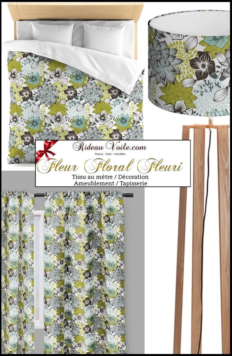 Tissu motif fleurs ameublement tapisserie au mètre rideau voilage couette fauteuil
