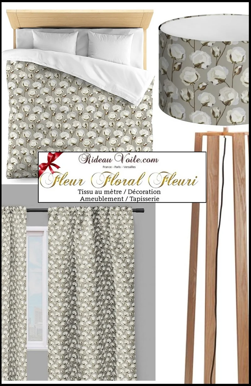 Boutique tissu ameublement haut gamme motif imprimé fleur coton mètre rideau