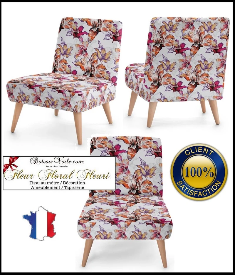 Tissu ameublement motif fleuri papillon mètre imprimé fleurs rideau couette voilage