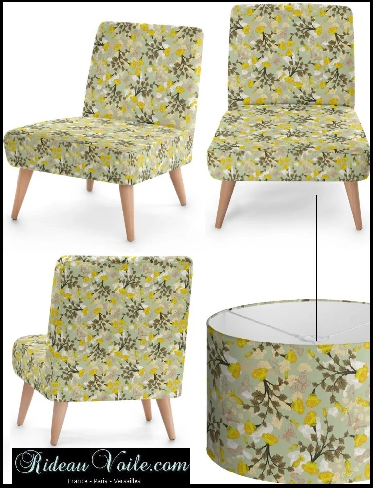 Tissu ameublement tapisserie au mètre imprimé fleurs rideau occultant ignifugé