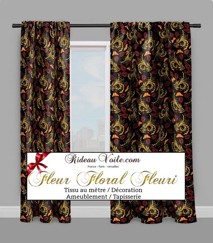 Tissus ameublement jacquard coton velours motif fleurs mètre rideau couette voilage