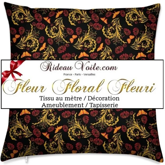 Tissus ameublement jacquard coton velours motif fleurs mètre rideau couette voilage