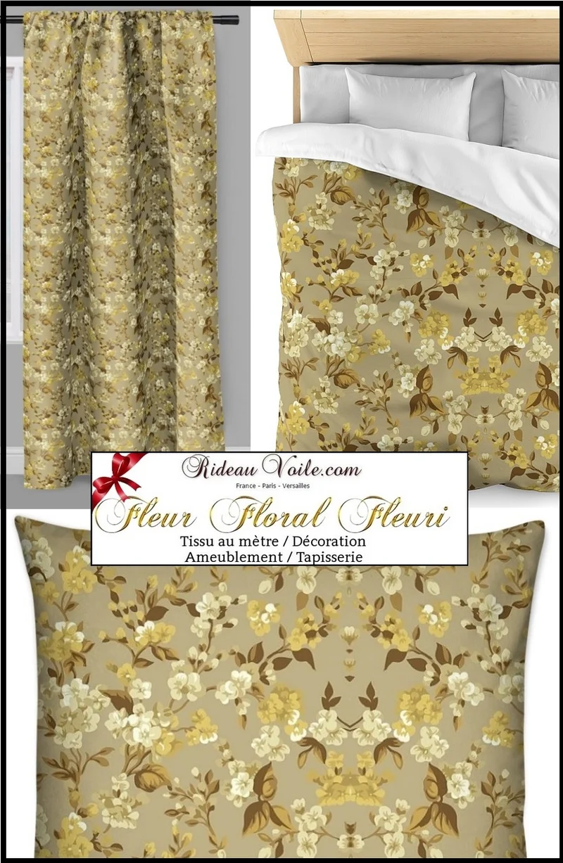 Tissu fleuri ameublement floral au mètre imprimé fleurs voilage rideau occultant tapisserie