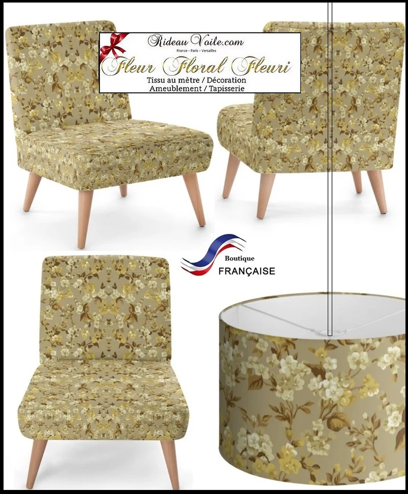 Tissu fleuri ameublement floral au mètre imprimé fleurs voilage rideau occultant tapisserie