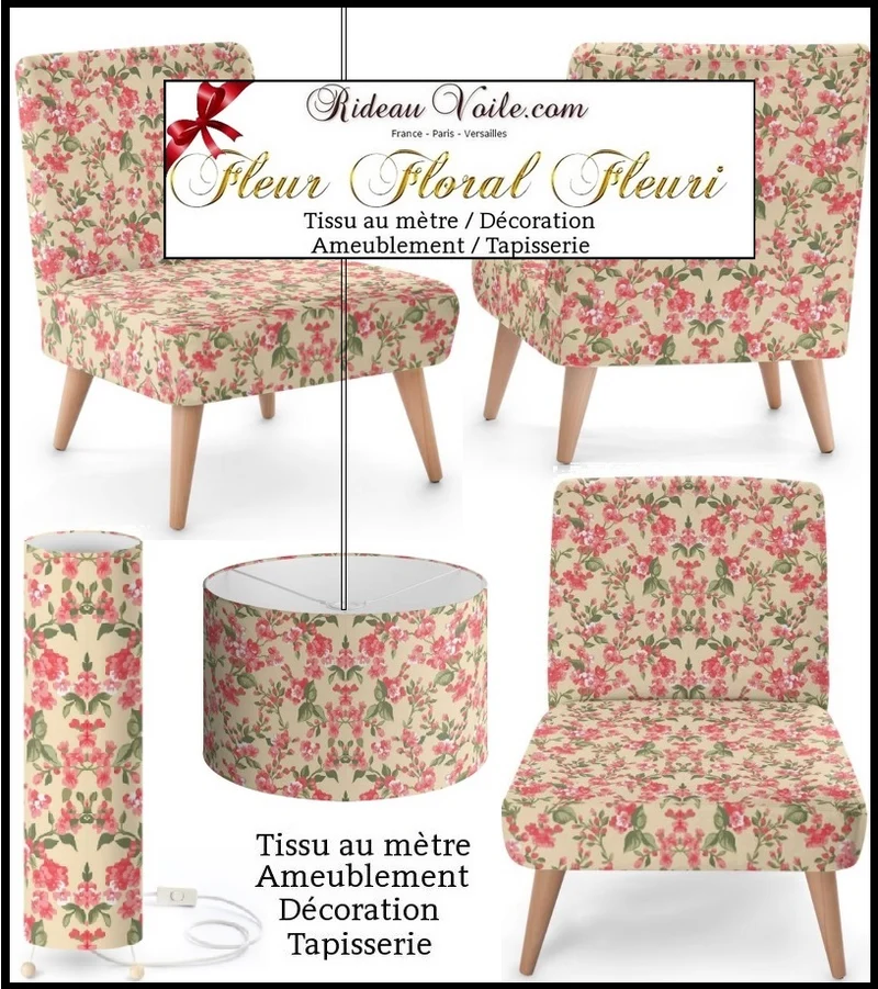 Tissu ambiance décoration fleurie ameublement tapisserie au mètre fleurs rideau volage