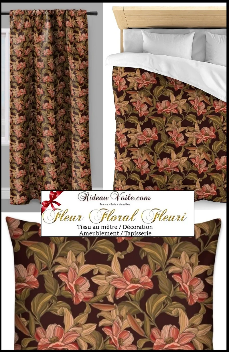 Tissu ameublement mètre motif fleur rideau couette voilage Upholstery fabric meter