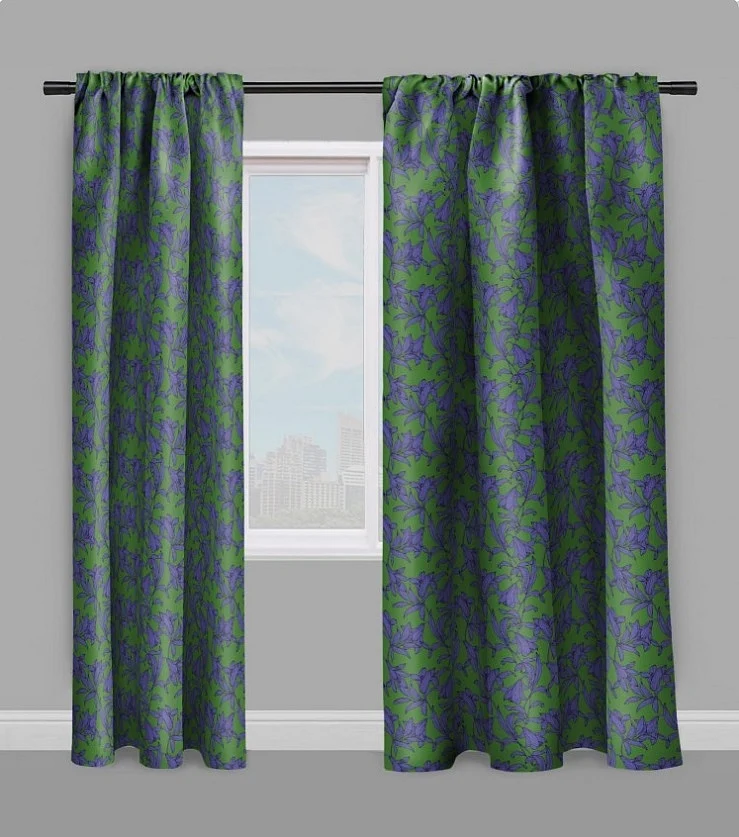 Tissu mètre vert fleur de lys rideau couette Blummen Rido Blumen muster Vorhang stoff