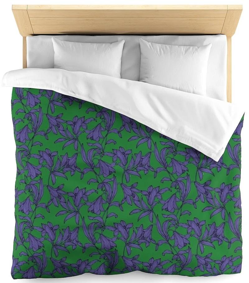 Tissu mètre vert fleur de lys rideau couette Blummen Rido Blumen muster Vorhang stoff
