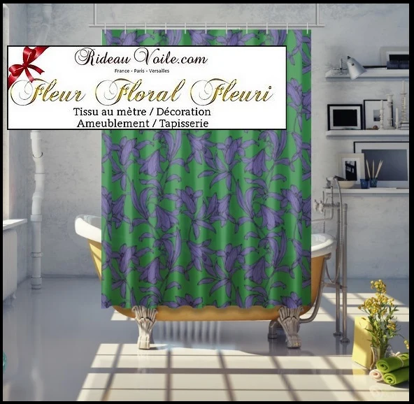 Tissu mètre vert fleur de lys rideau couette Blummen Rido Blumen muster Vorhang stoff