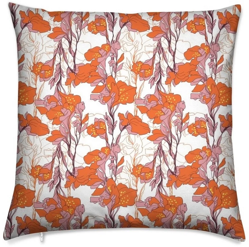 Tissu ameublement mètre fleur lys orange Blummen Rido Blumen muster Vorhang stoff