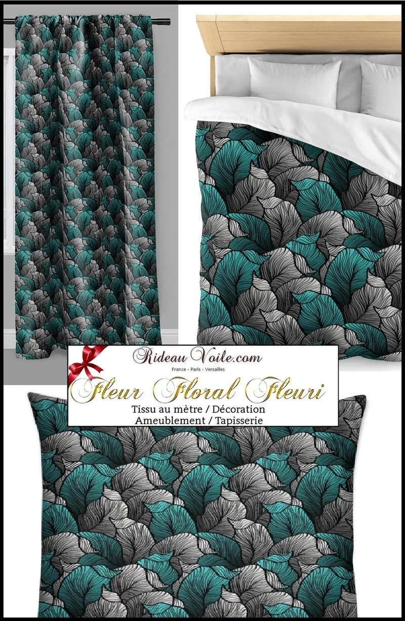 Tissu fleurs ameublement mètre floral motif feuilles rideau Blomster mønster gardin roll up